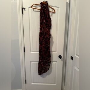 Deep red backless dress!